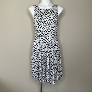 LOFT Black and White Polka Dot Fit & Flare Sleeveless Dress
